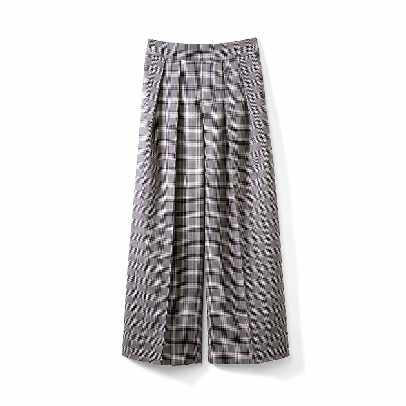 美脚をキープ インタックデザインの最愛セミワイドパンツ〈グレーチェック〉