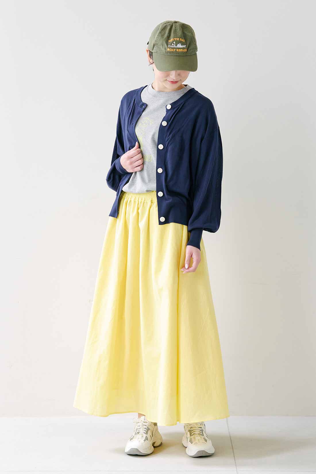 シロップ. 特急便|【3～10日でお届け】シロップ. さらっとした肌心地のシアーカーディガン〈ネイビー〉|身長162cm/Mサイズ着用