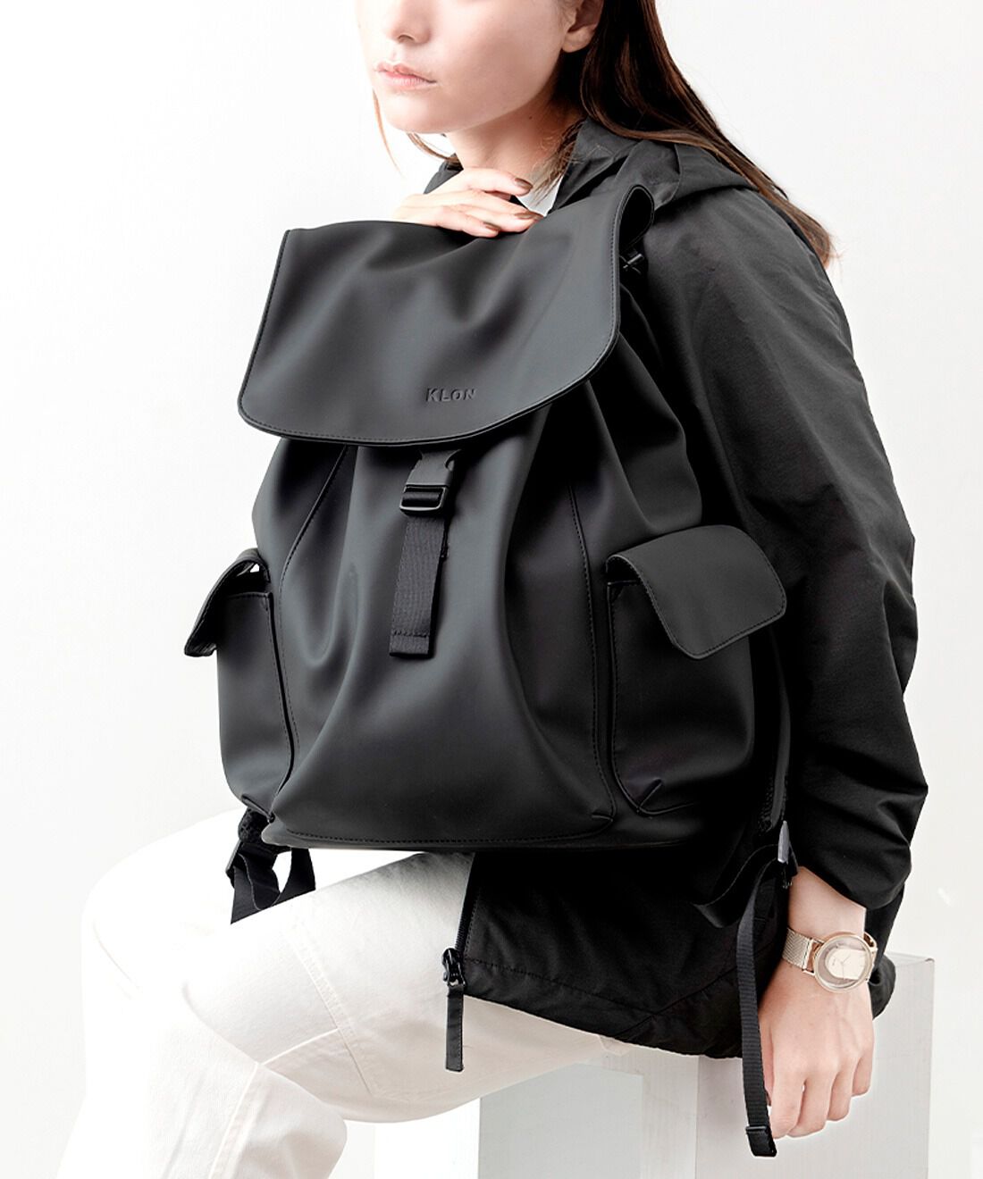 SeeMONO|KLON MATTE COATED RUCK SACK-TRA BLACK