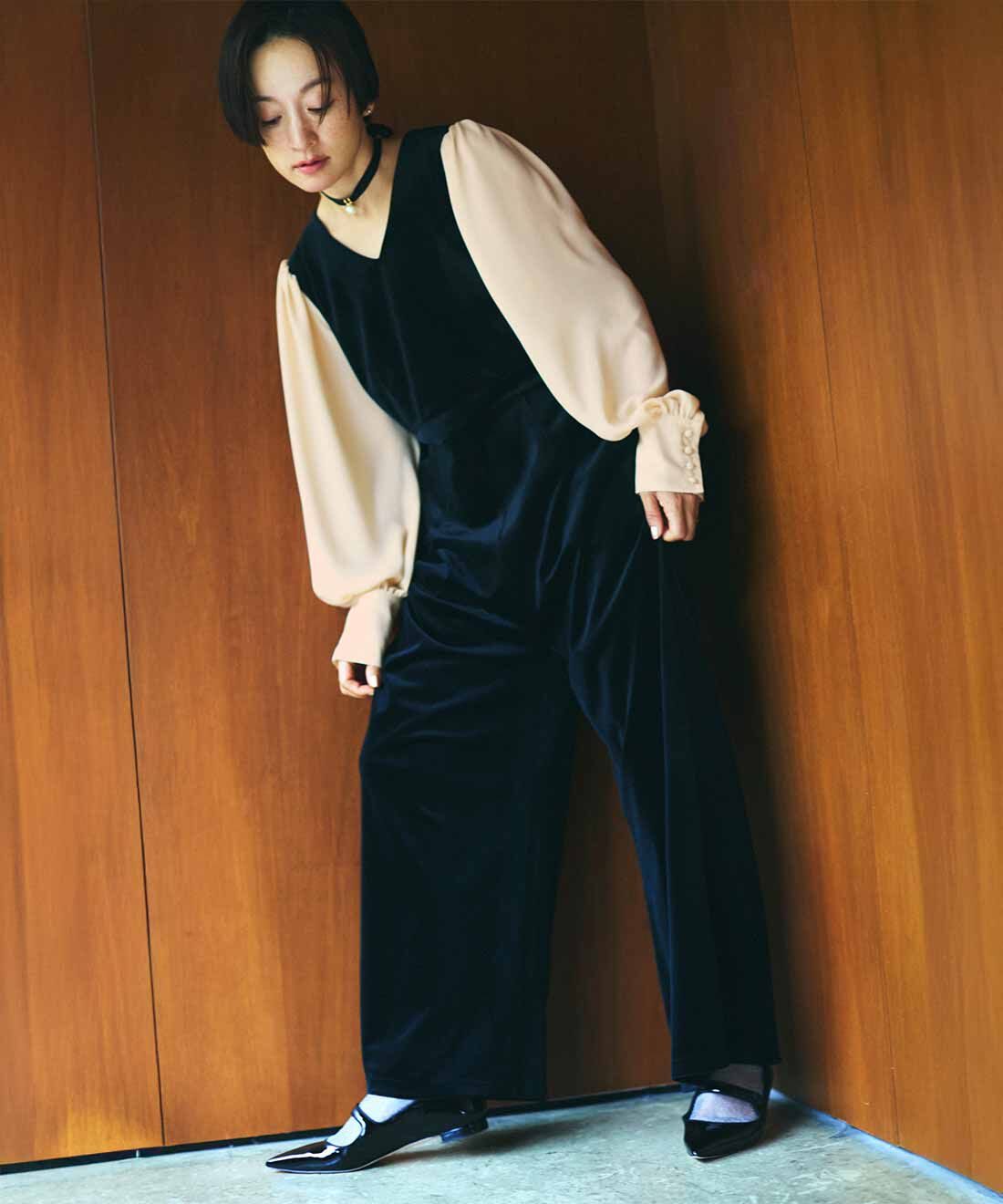 MEDE19F|MEDE19F 高山都さんコラボ バイカラーオールインワン〈ブラック〉