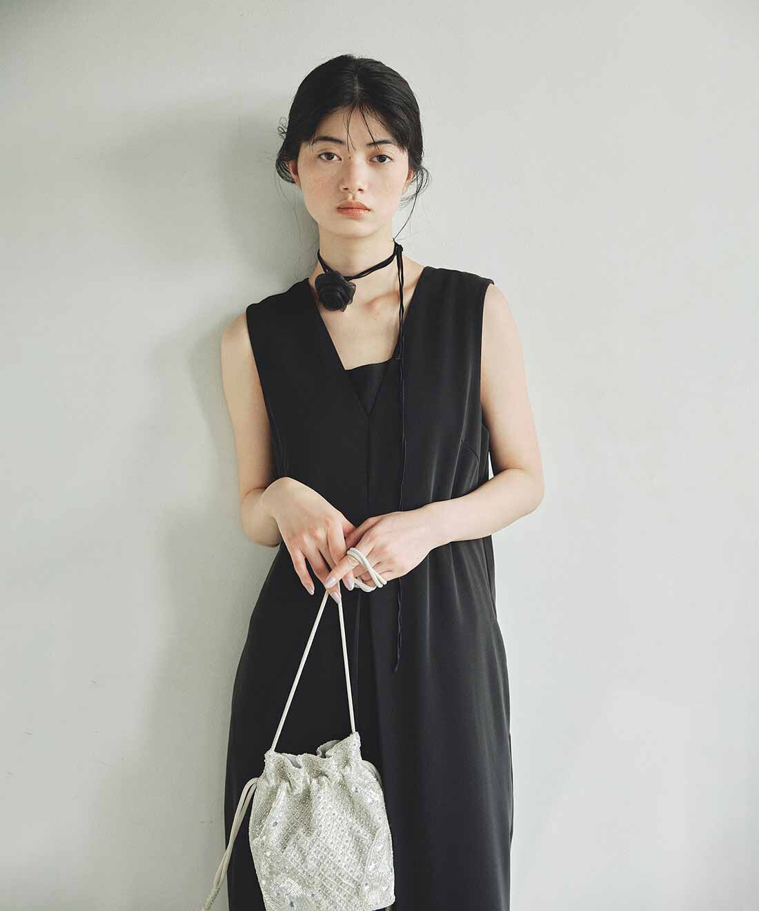 MEDE19F|MEDE19F　タックデザイン ダブルクロスオールインワン〈ブラック〉