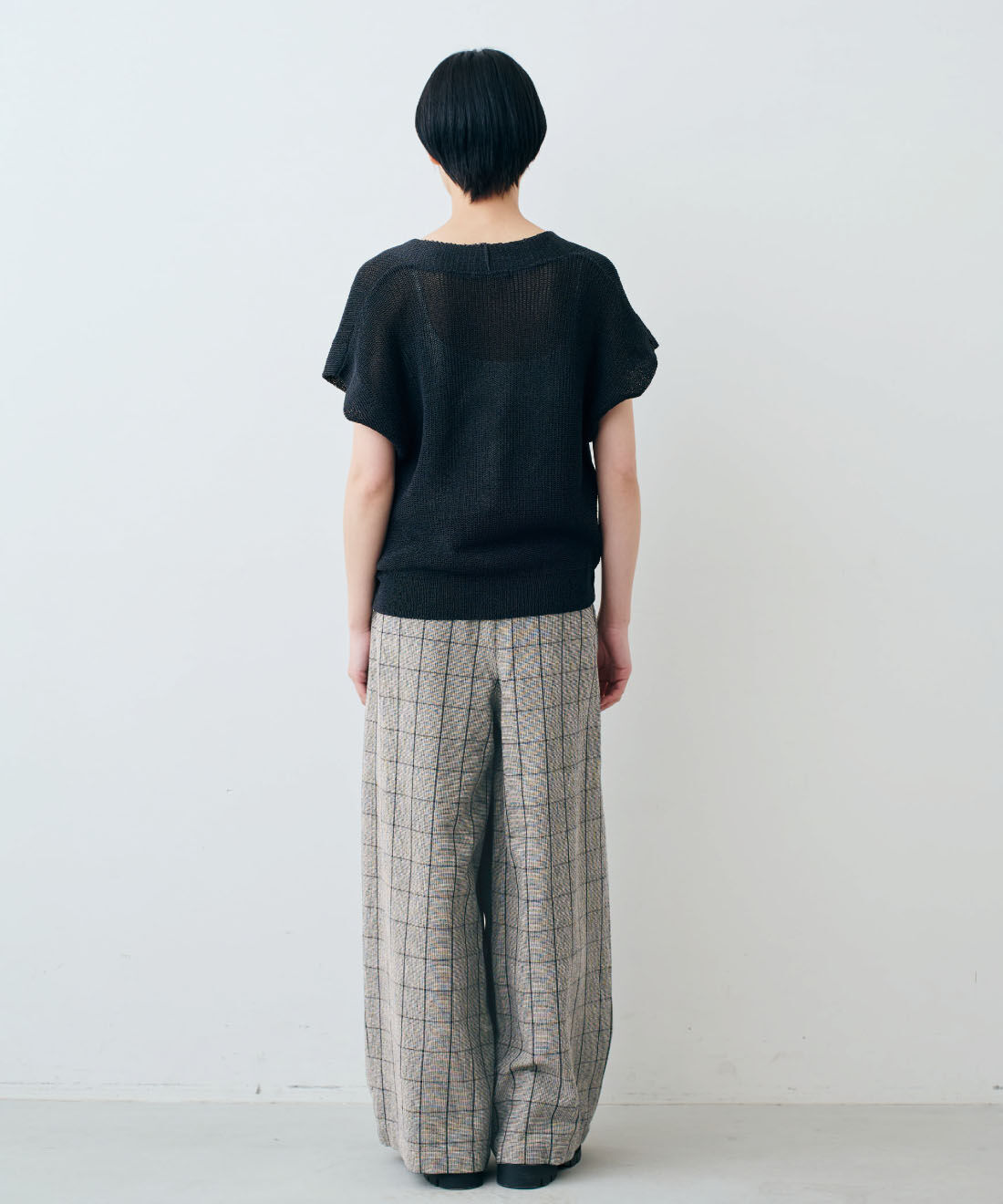 THREE FIFTY STANDARD|綿100％ モノトーンチェック ワイドパンツのコーディネート
