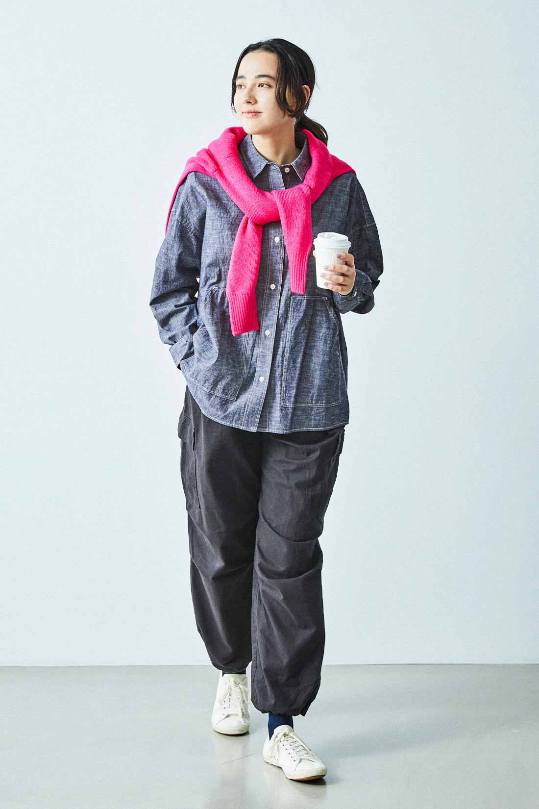 THREE FIFTY STANDARD|カラーニットセーターＰＫ　ＴＦＳと微起毛カーゴパンツＢＫ　ＴＦＳのコーディネート