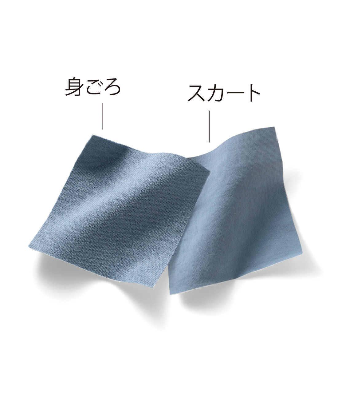 THREE FIFTY STANDARD|THREE FIFTY STANDARD　接触冷感・吸汗速乾&times;ナイロン素材の切り替えワンピース〈ブルー〉|トップス部分は、吸汗速乾＋接触冷感機能付きの綿100%のカットソー。スカート部分はドライタッチで軽やかな薄手のナイロン素材を使用。