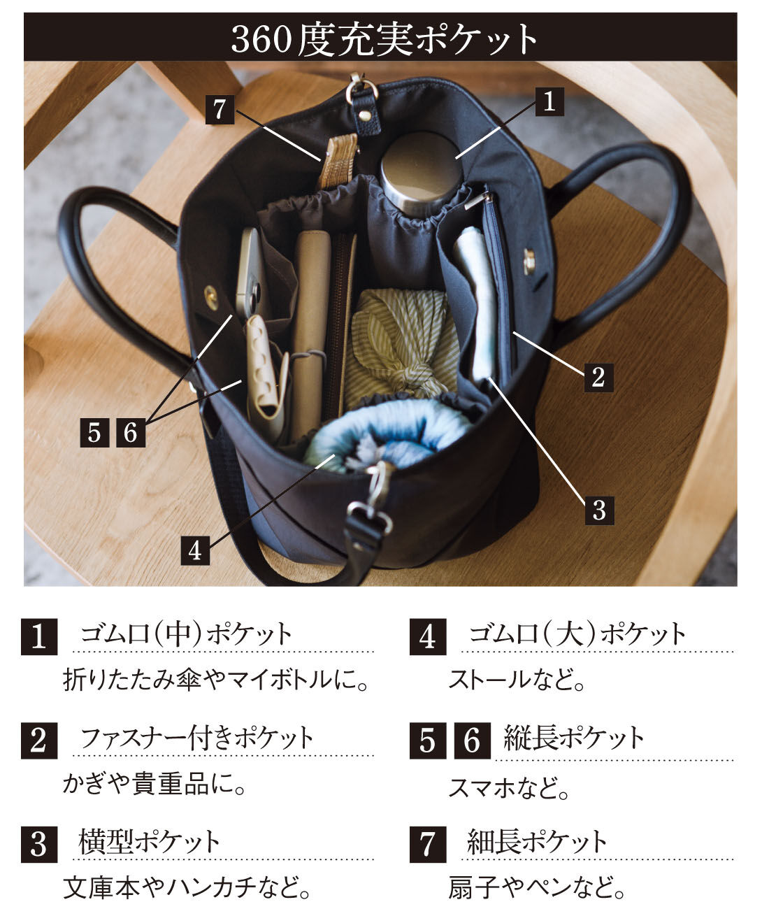 el:ment|el:ment　360度充実ポケットでスマートに整う 本革遣いのシェル型バッグ〈撥水（はっすい）/スズ〉