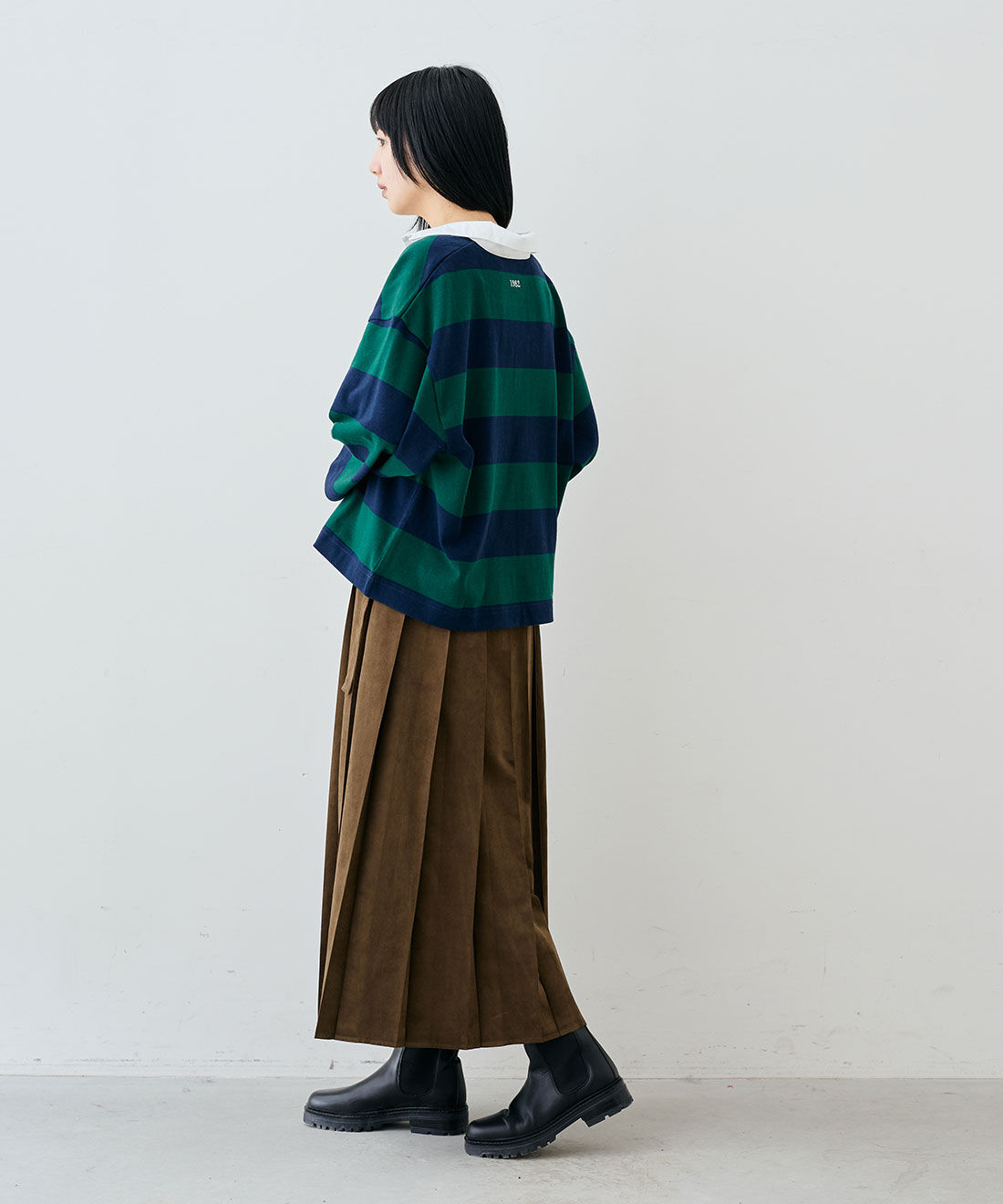 フェリシモファッションニュース|PARROTT CANVAS Cropped Wide Rugger Shirt 【WEB LIMITED ITEMS】|モデル身長：163cm