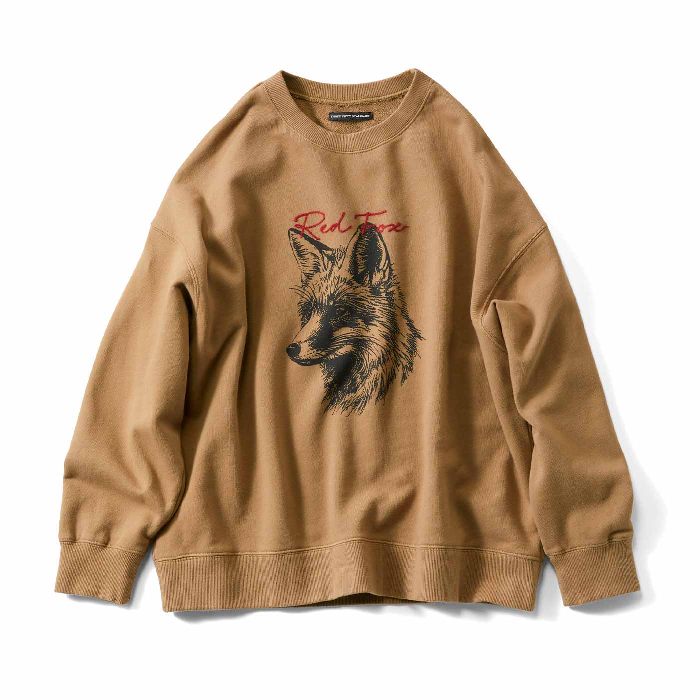 THREE FIFTY STANDARD|キタキツネ プリント＆刺しゅうトレーナー〈シナモンブラウン〉