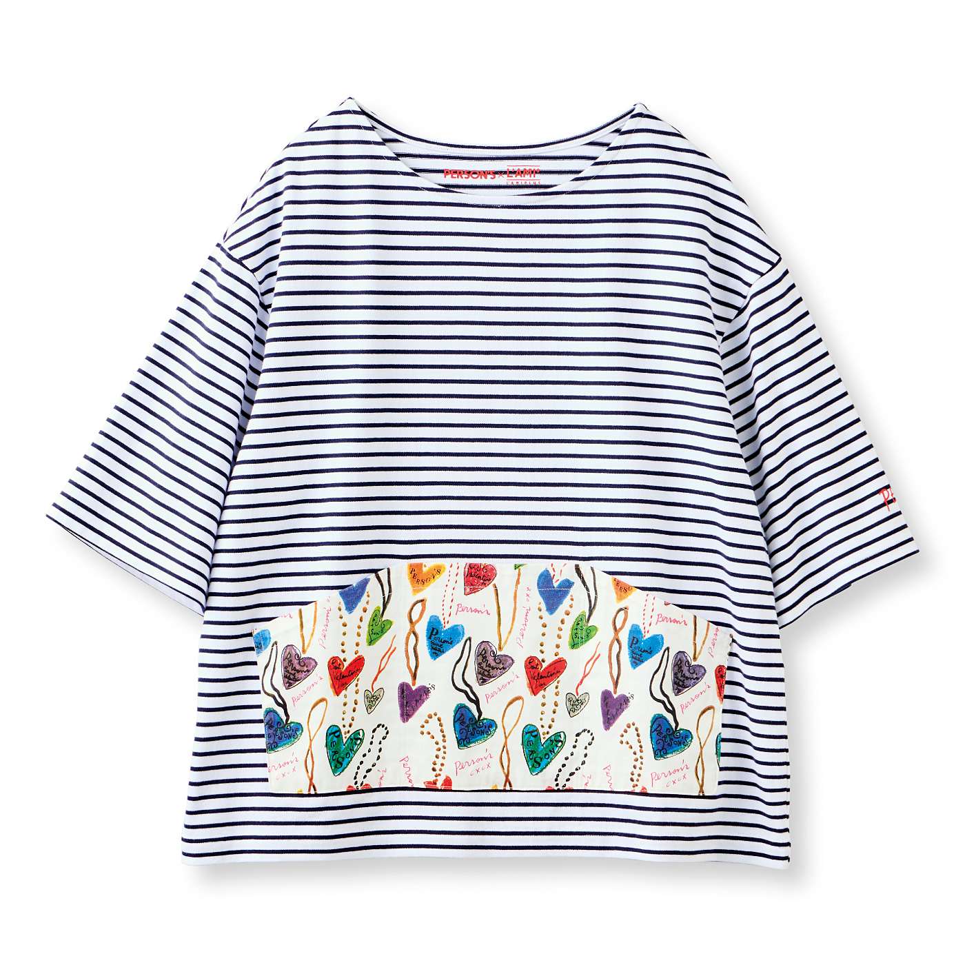 L'AMIPLUS|PERSON&rsquo;S&times;ラミプリュス アートをまとう着られるバッグTシャツ〈ハートネックレス〉
